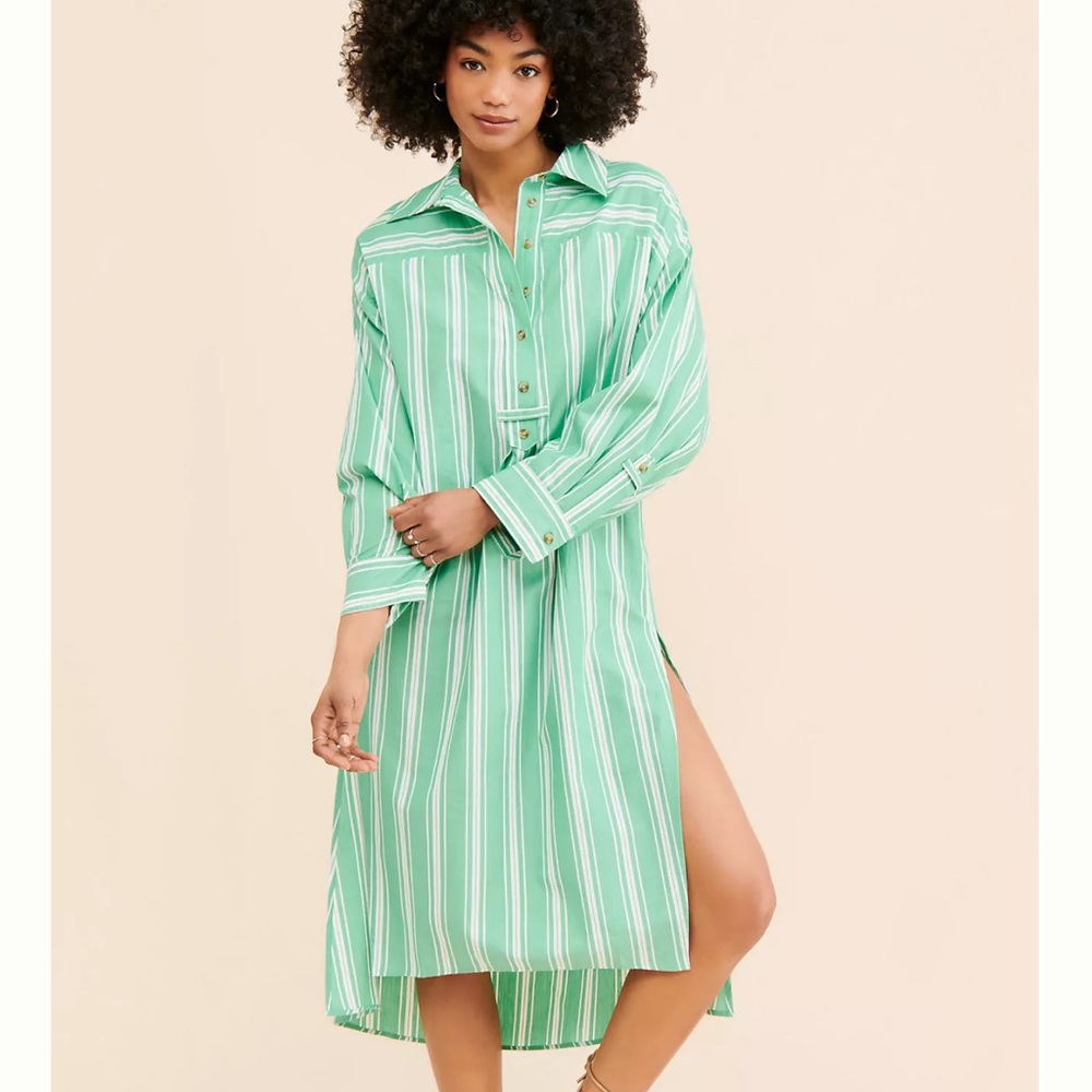 Anthropologie Striped Midi Shirt Dress